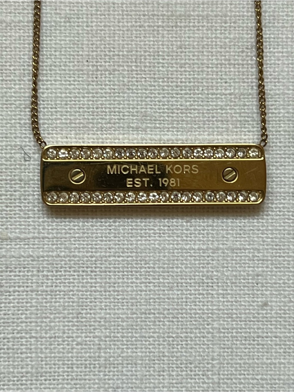 Michael Kors Gold Logo Bar Necklace